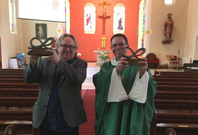 Catalyst Live 2016 speaker Steve Stockman (left) and Father Martin Magill who have won a civic leadership award in Northern Ireland