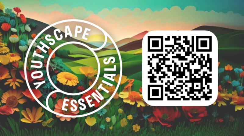 Youthscape Essentials slide with QR code