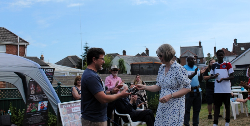 Longfleet Baptist Church - Lynn Green about to cut the ribbon