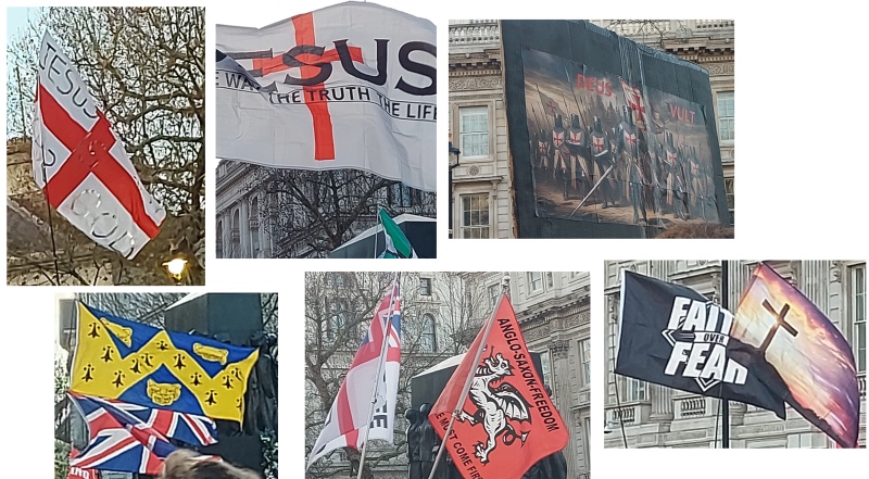 Tommy-Robinson-carol-service-array of flags