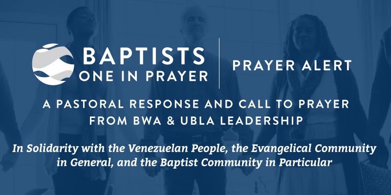 Slide detailing the Baptist World Alliance prayer alert for Venezuela