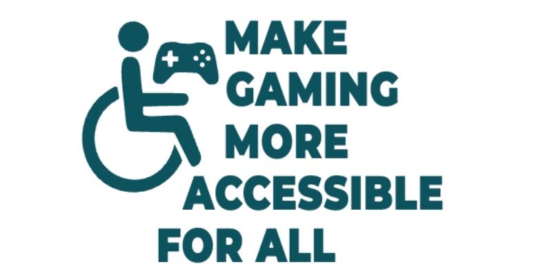 Icon of a wheelchair with a game controller and bold text: "Make Gaming More Accessible For All,"